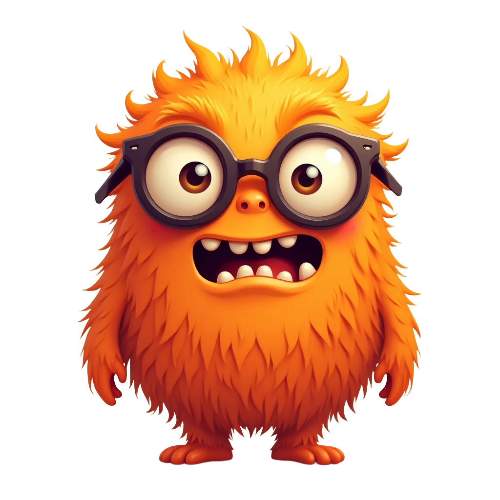 Orange Furry Monster with Glasses